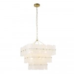 Venice - Brushed Aged Brass 10 Light Centre Fitting with White Textured Glass