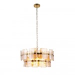 Ancara - Brushed Aged Brass 6 Light Centre Fitting with Champagne Textured Glass