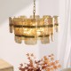 Endon-122777 - Ancara - Brushed Aged Brass 6 Light Centre Fitting with Champagne Textured Glass