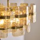 Endon-122777 - Ancara - Brushed Aged Brass 6 Light Centre Fitting with Champagne Textured Glass