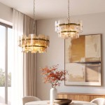 Ancara - Brushed Aged Brass 6 Light Centre Fitting with Champagne Textured Glass