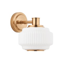 Evora - Brushed Aged Brass Wall Lamp with Opal Ribbed Glass