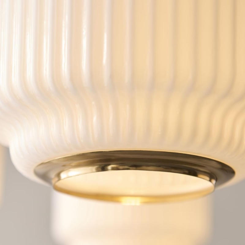 Endon-122785 - Evora - Brushed Aged Brass 5 Light Centre Fitting with Opal Ribbed Glass