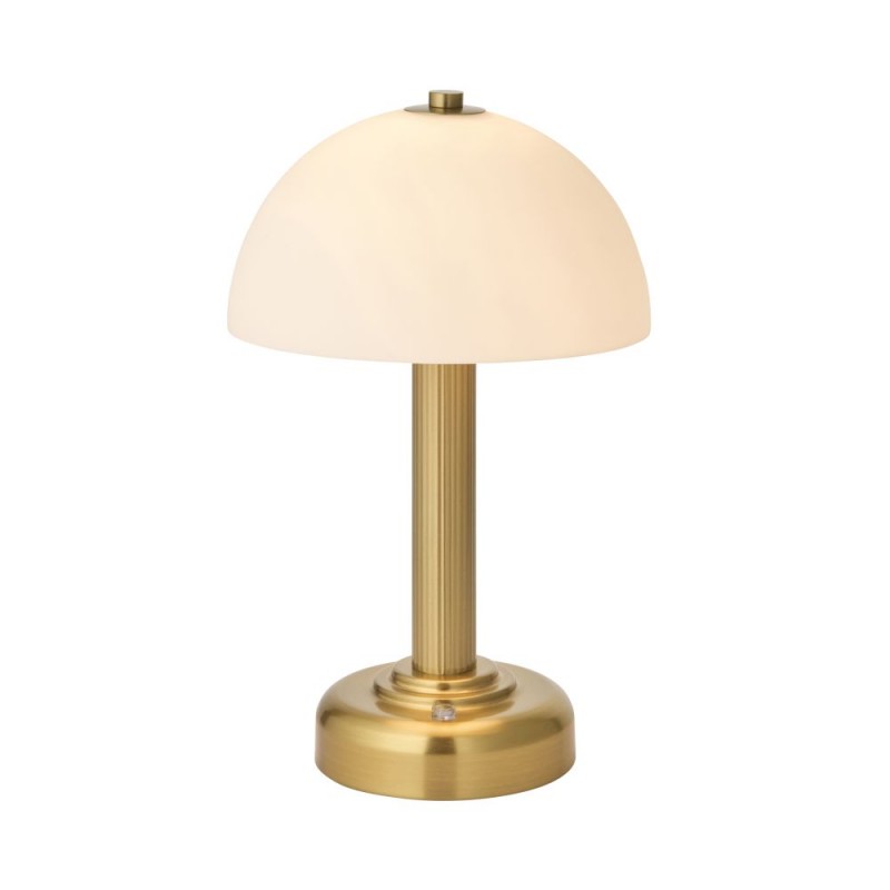 Endon-122788 - Bridport - Warm Brass Rechargeable Table Lamp with Matt Opal Glass