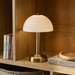 Bridport - Warm Brass Rechargeable Table Lamp with Matt Opal Glass
