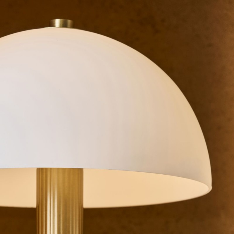 Endon-122788 - Bridport - Warm Brass Rechargeable Table Lamp with Matt Opal Glass