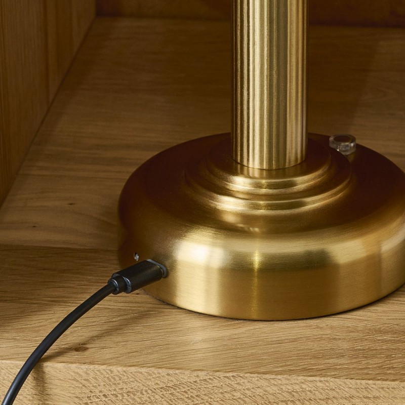 Endon-122788 - Bridport - Warm Brass Rechargeable Table Lamp with Matt Opal Glass