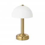 Bridport - Warm Brass Rechargeable Table Lamp with Matt Opal Glass