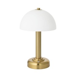 Bridport - Warm Brass Rechargeable Table Lamp with Matt Opal Glass