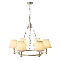 Arabella & Ivy - Bright Nickel 6 Light Centre Fitting with Vintage White Shade