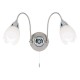 Wall Lights - Petal - Satin Chrome & Matt Opal Glass Twin Wall Lamp Endon-124-2 - Petal - Satin Chrome & Matt Opal Glass Twin Wall Lamp