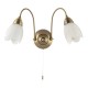 Wall Lights - Petal - Antique Brass & Matt Opal Glass Twin Wall Lamp Endon-124-2WBAB - Petal - Antique Brass & Matt Opal Glass Twin Wall Lamp