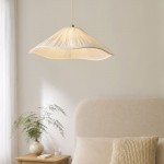 Isabella Grand - Brushed Aged Brass Pendant with Vintage White Gathered Scalloped Edge Shade