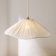 Endon-124380 - Isabella Grand - Brushed Aged Brass Pendant with Vintage White Gathered Scalloped Edge Shade