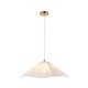 Endon-124380 - Isabella Grand - Brushed Aged Brass Pendant with Vintage White Gathered Scalloped Edge Shade