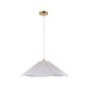 Endon-124380 - Isabella Grand - Brushed Aged Brass Pendant with Vintage White Gathered Scalloped Edge Shade