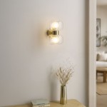 Rossano - Warm Brass 2 Light Wall Lamp with Clear & Frosted Glass