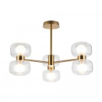 Rossano - Warm Brass 6 Light Centre Fitting with Clear & Frosted Glass