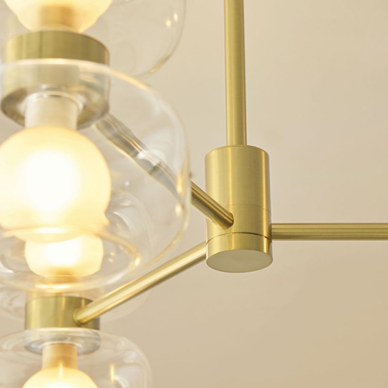 Endon-124804 - Rossano - Warm Brass 6 Light Centre Fitting with Clear & Frosted Glass