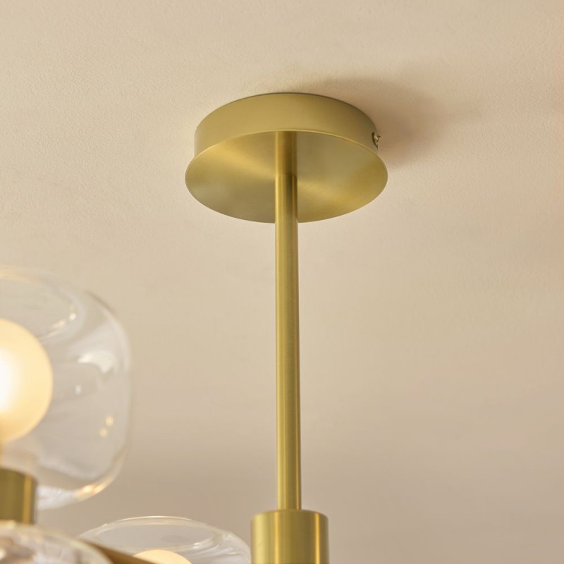 Endon-124804 - Rossano - Warm Brass 6 Light Centre Fitting with Clear & Frosted Glass