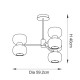 Endon-124804 - Rossano - Warm Brass 6 Light Centre Fitting with Clear & Frosted Glass
