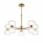 Rossano - Warm Brass 10 Light Centre Fitting with Clear & Frosted Glass