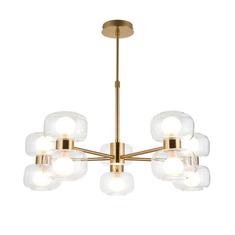 Endon-124805 - Rossano - Warm Brass 10 Light Centre Fitting with Clear & Frosted Glass