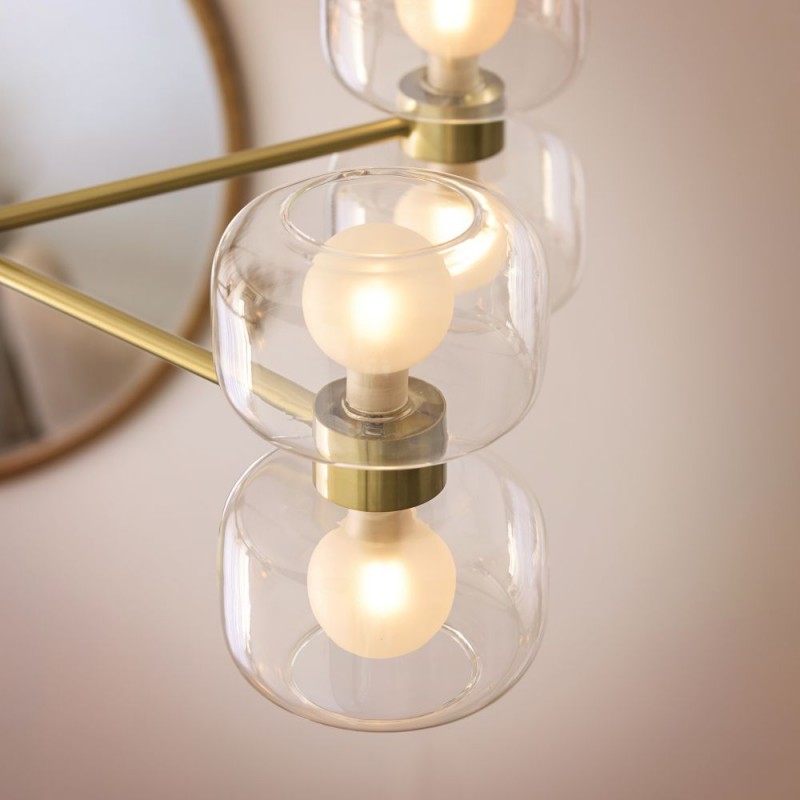Endon-124805 - Rossano - Warm Brass 10 Light Centre Fitting with Clear & Frosted Glass