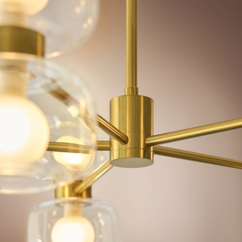 Endon-124805 - Rossano - Warm Brass 10 Light Centre Fitting with Clear & Frosted Glass