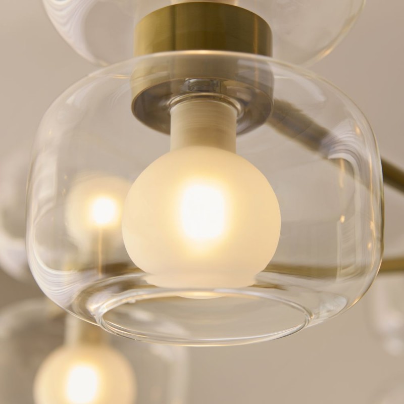 Endon-124805 - Rossano - Warm Brass 10 Light Centre Fitting with Clear & Frosted Glass
