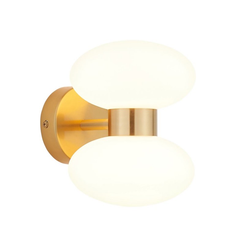 Endon-124812 - Rossano - Warm Brass 2 Light Wall Lamp with Opal Glass
