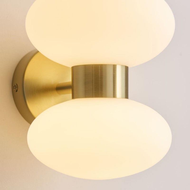 Endon-124812 - Rossano - Warm Brass 2 Light Wall Lamp with Opal Glass