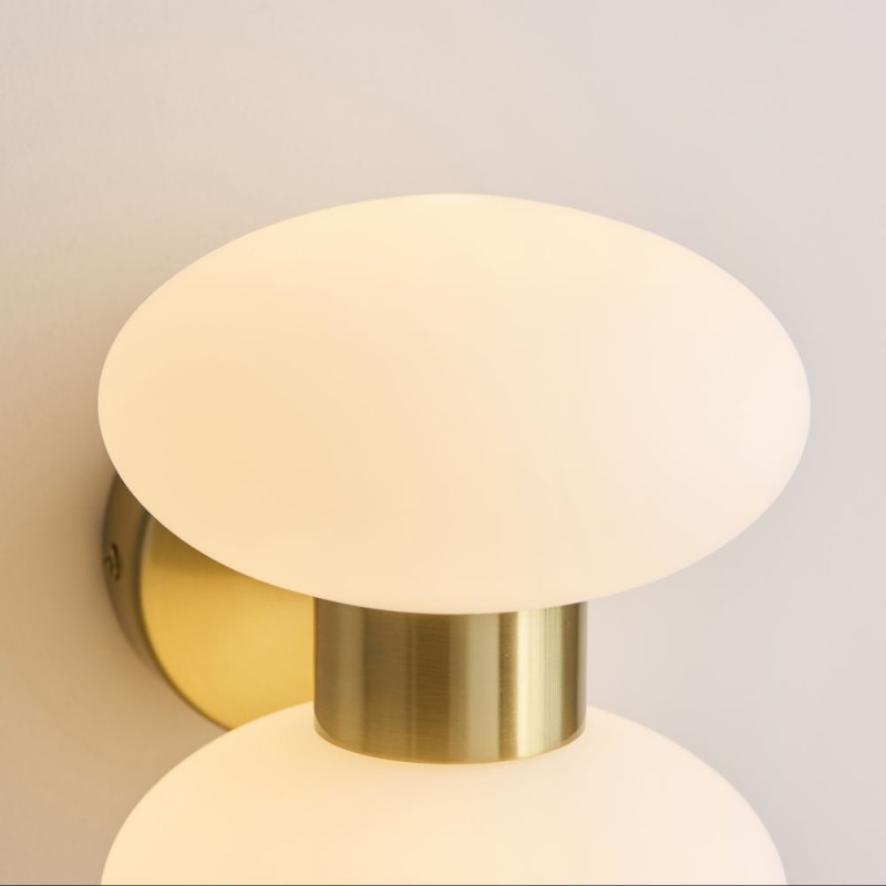 Endon-124812 - Rossano - Warm Brass 2 Light Wall Lamp with Opal Glass