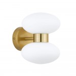 Rossano - Warm Brass 2 Light Wall Lamp with Opal Glass