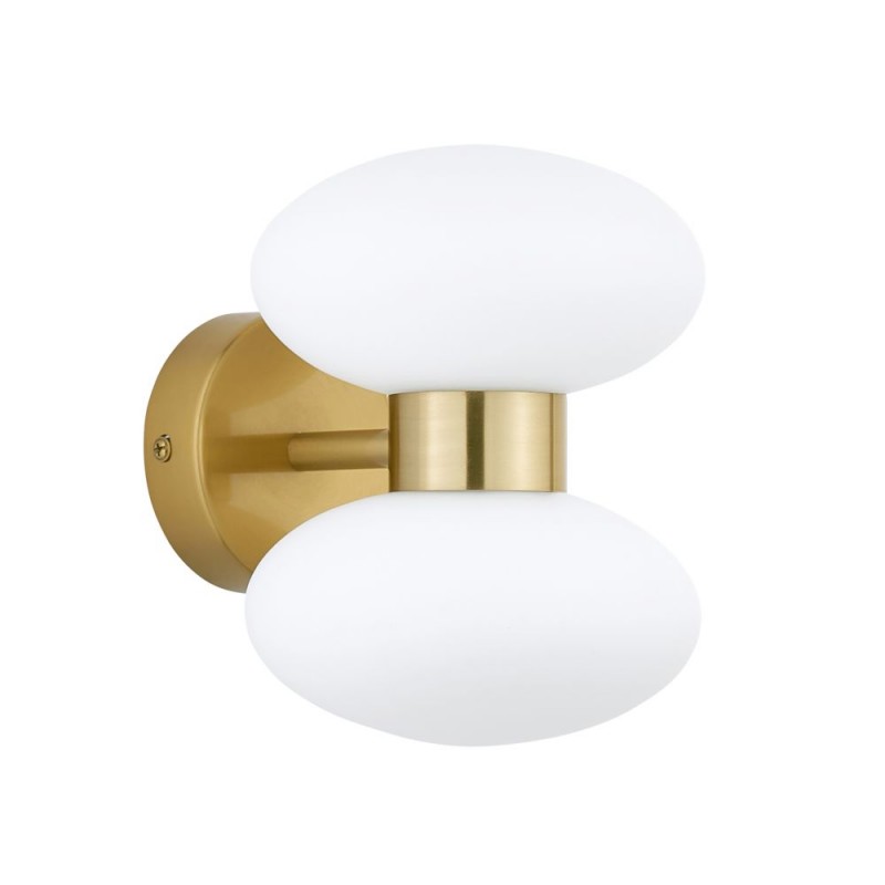 Endon-124812 - Rossano - Warm Brass 2 Light Wall Lamp with Opal Glass
