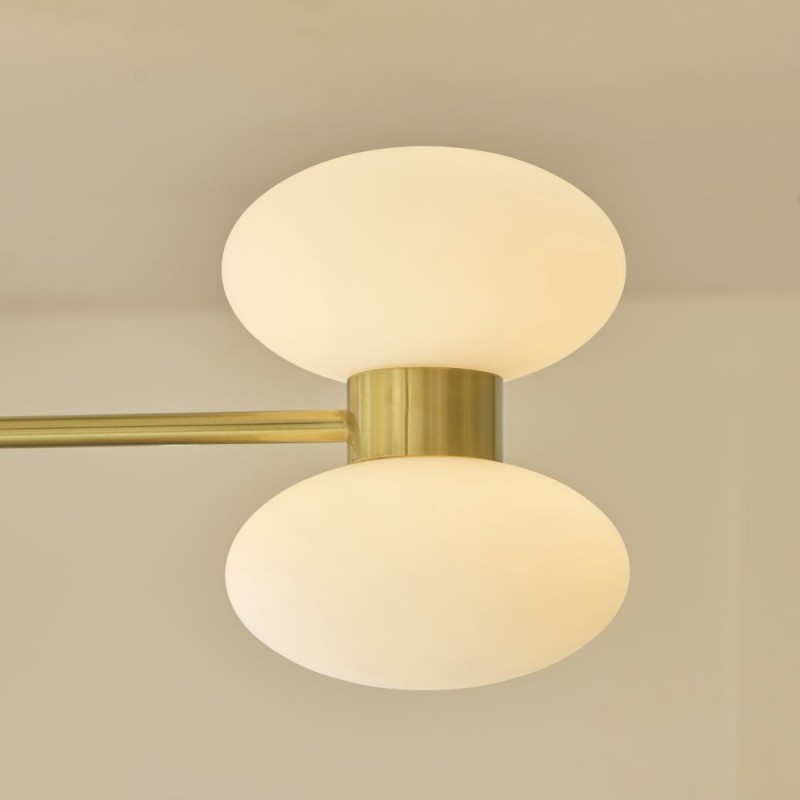 Endon-124813 - Rossano - Warm Brass 6 Light Semi Flush with Opal Glass