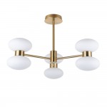 Rossano - Warm Brass 6 Light Semi Flush with Opal Glass