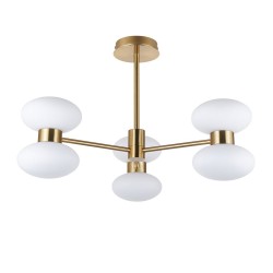 Rossano - Warm Brass 6 Light Semi Flush with Opal Glass