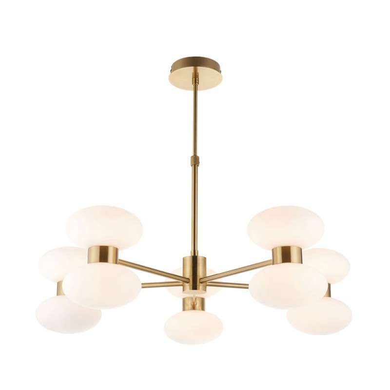Endon-124814 - Rossano - Warm Brass 10 Light Centre Fitting with Opal Glass