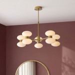 Rossano - Warm Brass 10 Light Centre Fitting with Opal Glass