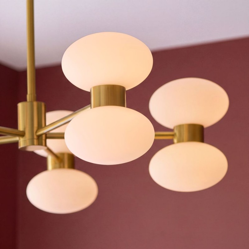 Endon-124814 - Rossano - Warm Brass 10 Light Centre Fitting with Opal Glass