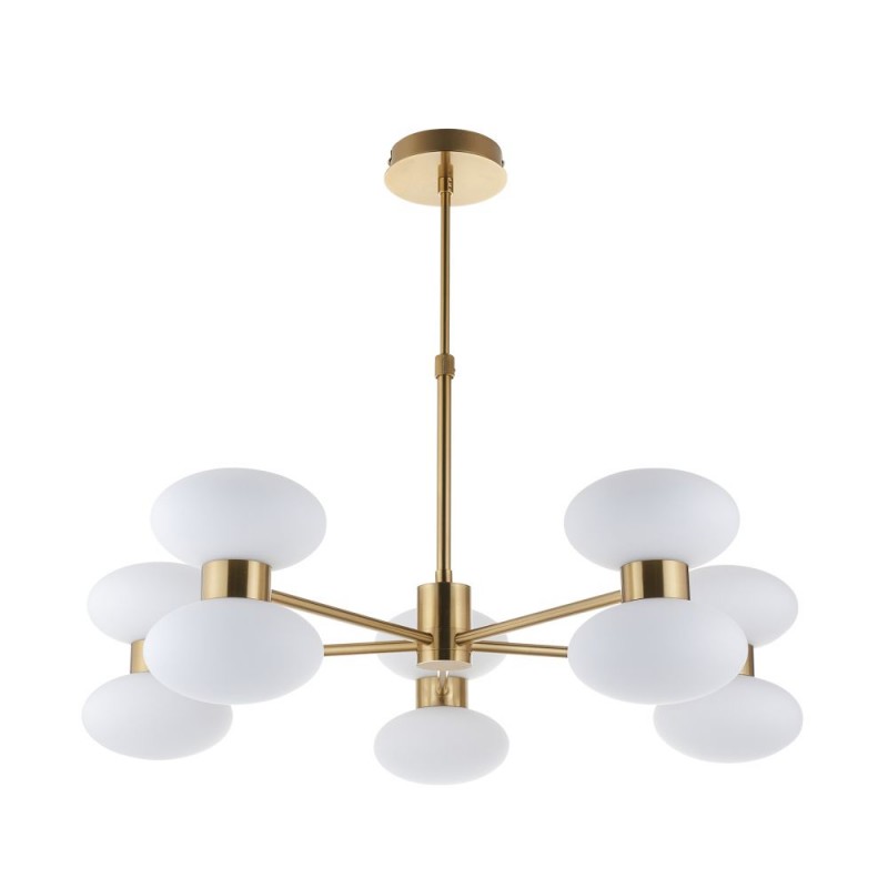 Endon-124814 - Rossano - Warm Brass 10 Light Centre Fitting with Opal Glass