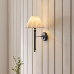 Sylvie - Matt Black Wall Lamp with Vintage White Cotton