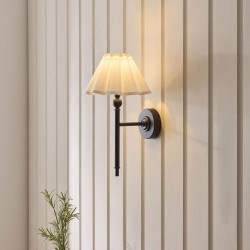 Sylvie - Matt Black Wall Lamp with Vintage White Cotton