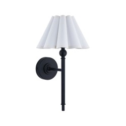 Sylvie - Matt Black Wall Lamp with Vintage White Cotton