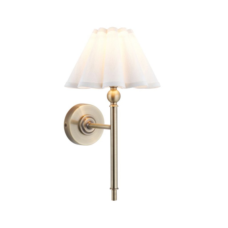 Endon-125425 - Sylvie - Antique Brass Wall Lamp with Vintage White Cotton