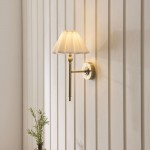Sylvie - Antique Brass Wall Lamp with Vintage White Cotton
