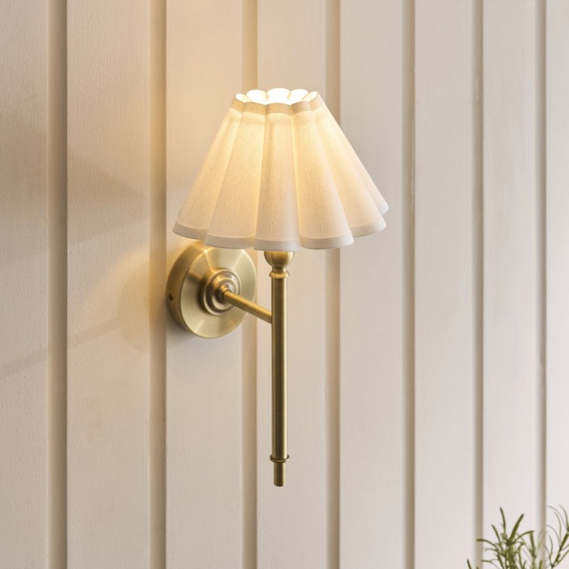 Endon-125425 - Sylvie - Antique Brass Wall Lamp with Vintage White Cotton