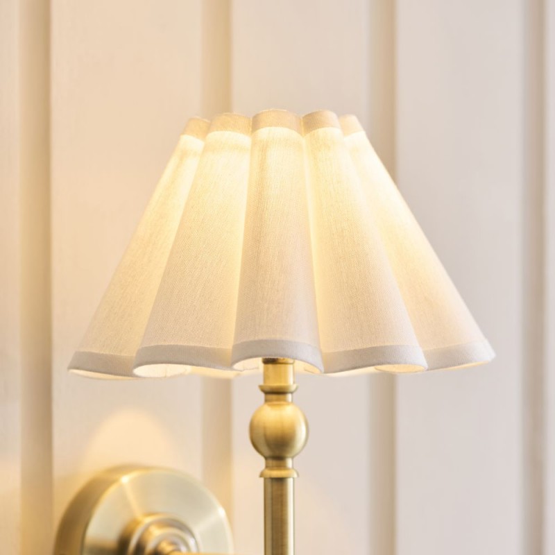 Endon-125425 - Sylvie - Antique Brass Wall Lamp with Vintage White Cotton