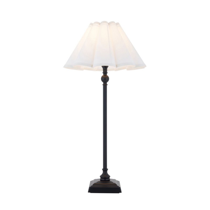 Endon-125426 - Sylvie - Matt Black Table Lamp with Vintage White Cotton